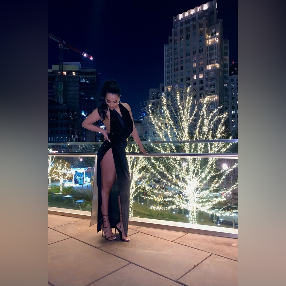 Two piece black shimmer dress